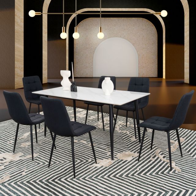 Comedor Rectangular Clever Negro 7 Piezas 