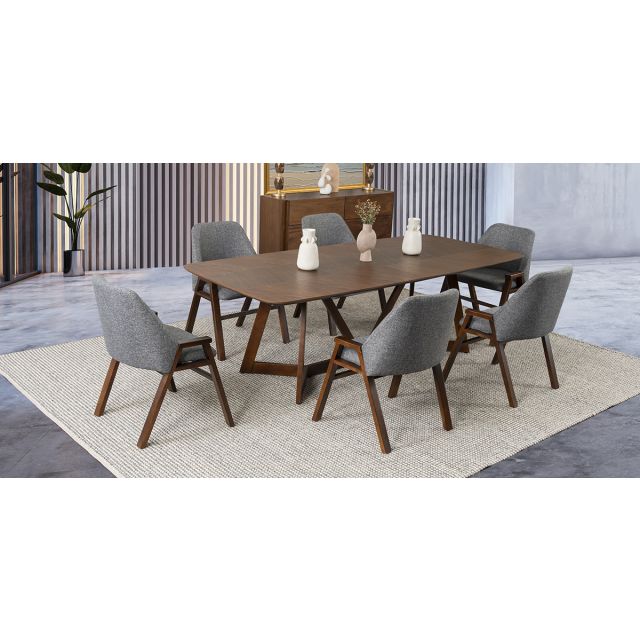 Comedor Rectangular Valenza Gris 7 Piezas