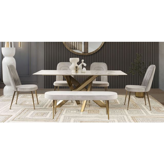 Comedor Rectangular Lucio Gris 6 Piezas