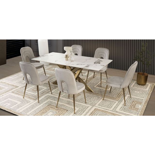 Comedor Rectangular Lucio Gris 7 Piezas