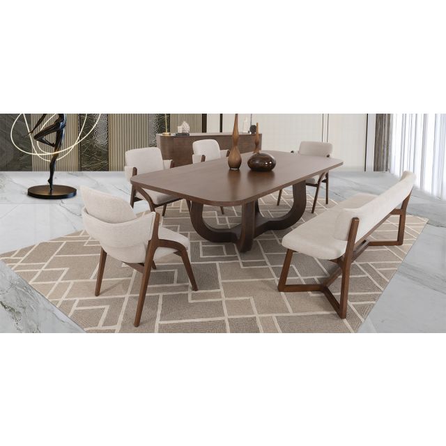 Comedor 240 X 120 Cm Edra Con Sillas Enzo Y Banca Edra Café 6 Piezas