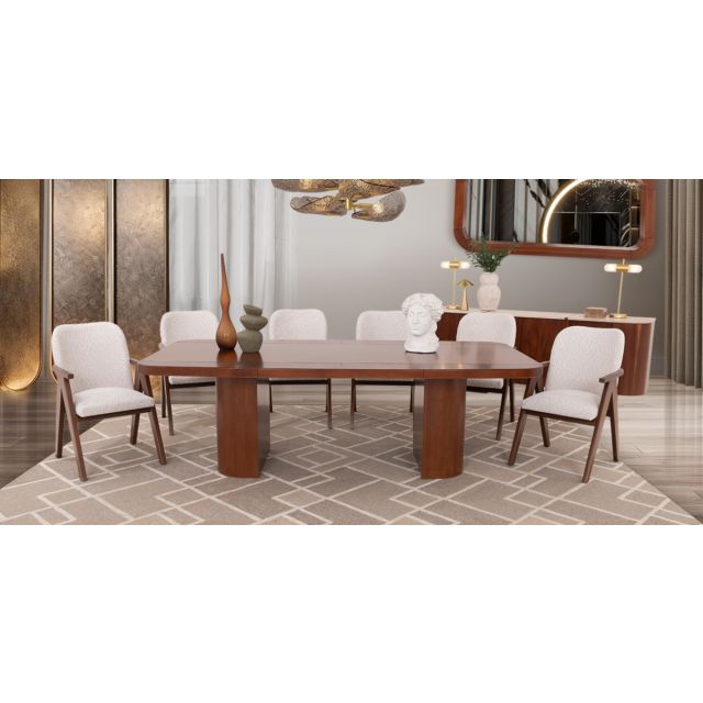 Comedor 240 X 120 Cm Edimburgo Café 7 Piezas