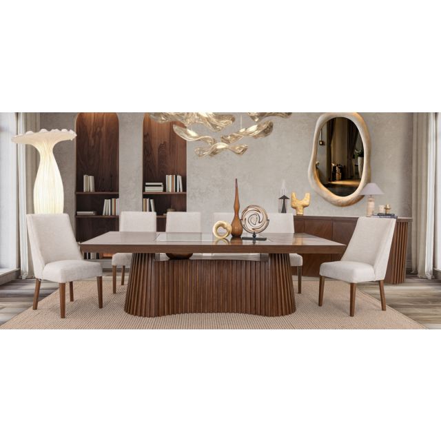 Comedor 240 X 140 Cm Lafsjo Beige 7 Piezas