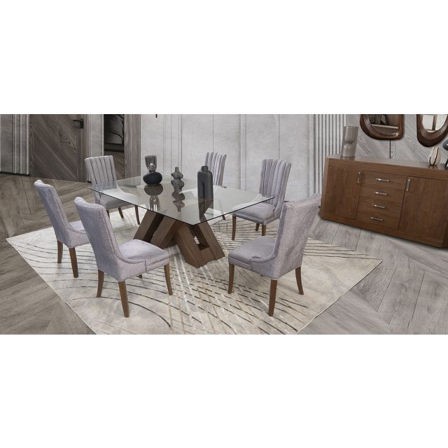 Comedor Rectangular Penthouse Plata 7 Piezas