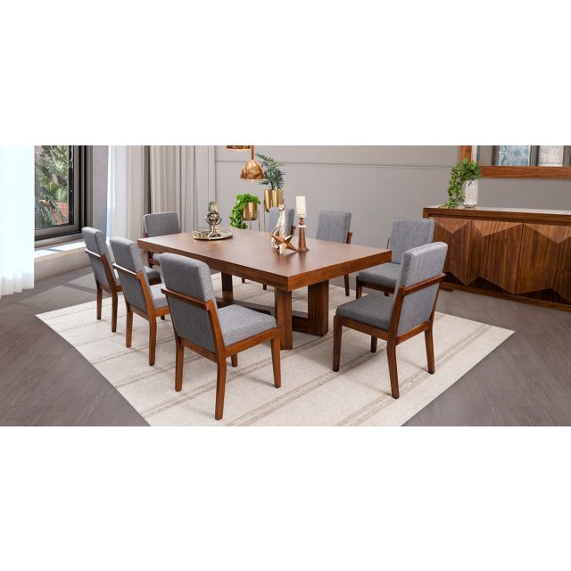 Comedor Rectangular Creta Con Sillas Gris Charcoal 240 Cms