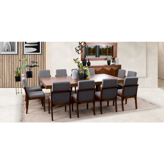 Comedor Rectangular Creta Con Sillas Gris Charcoal 260 Cms