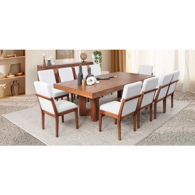 Comedor Rectangular Creta Con Sillas Gris Claro 240 Cm