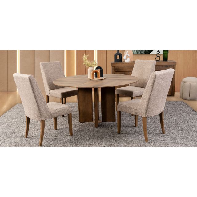 Comedor Redondo Anka Con Sillas Anka Mix Café 5 Piezas