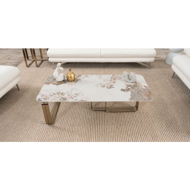 Mesa De Centro Rectangular Fall Dorado