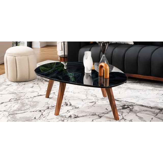 Mesa De Centro Cuarzo Golden Negro Grande