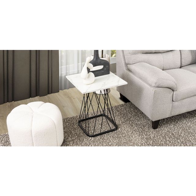 Mesa Lateral Cuadrada Nápoles Blanco