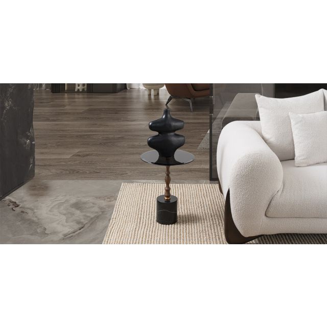 Mesa Lateral Redonda Cristal Murk Negro