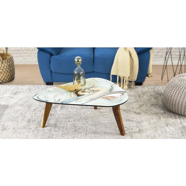 Mesa Ocasional Parota Cristal Mediana Stone Gris