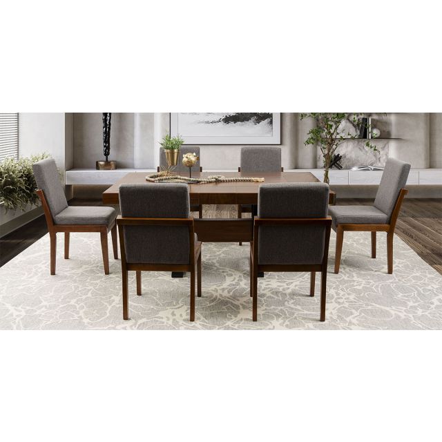 Comedor Estocolmo Con Sillas Creta Gris 7 Piezas 