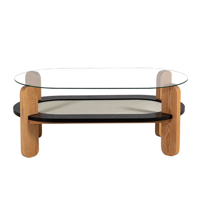 Mesa de Centro Ovalada 115 cm Osaka By Alan Soria Negro Encino