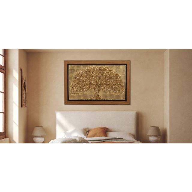 Cuadro Decorativo 100 X 150 Cm Árbol De Dios Dorado