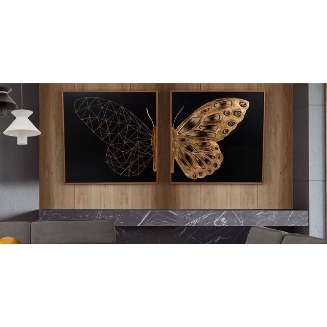 Cuadro Decorativo Al Oleo Mariposa CL Dorado