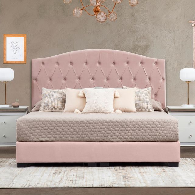 Cabecera King Size Terciopelo Zhola Rosa