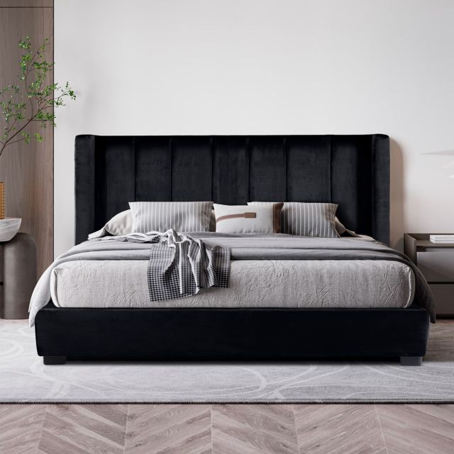 Cama King Size Terciopelo Lenne Negro  