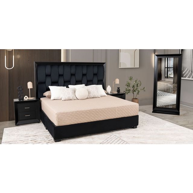 Recámara King Size Chicago Negro 4 Piezas