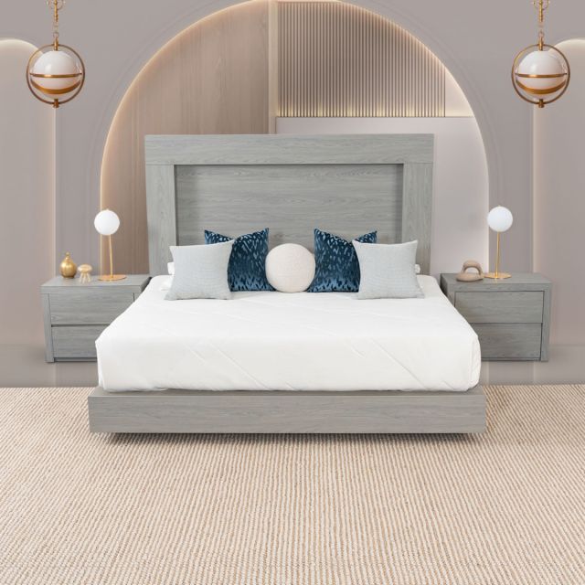 Recámara King Size Marbella Gris 3 Piezas