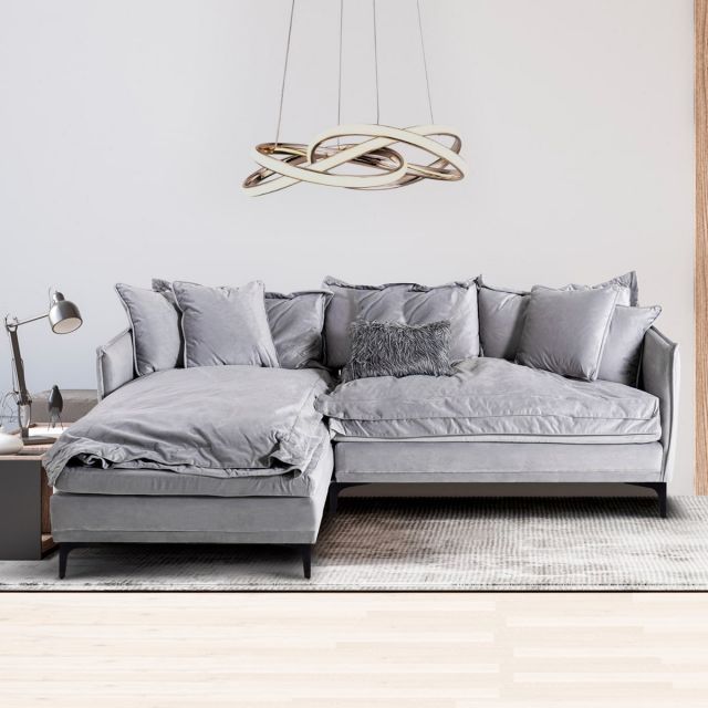 Sala en L Derecha Siriana Velvet Gris