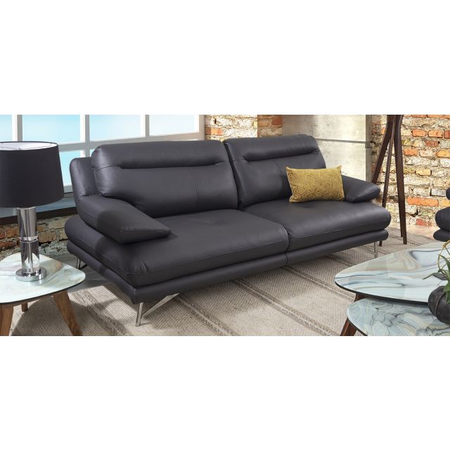 Sofá 3 Plazas Piel Match Colette Dark Grey (Boal)