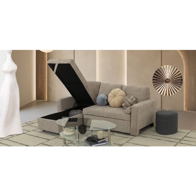Sala Modular Con Baúl Y Cama Alta Maia Beige