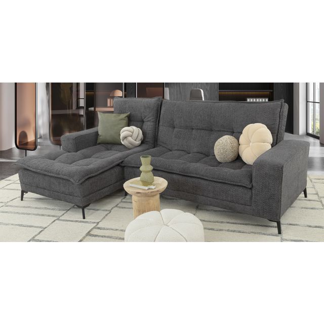 Sala En L Con Respaldo Abatible Izquierda Jennifer Gris Charcoal