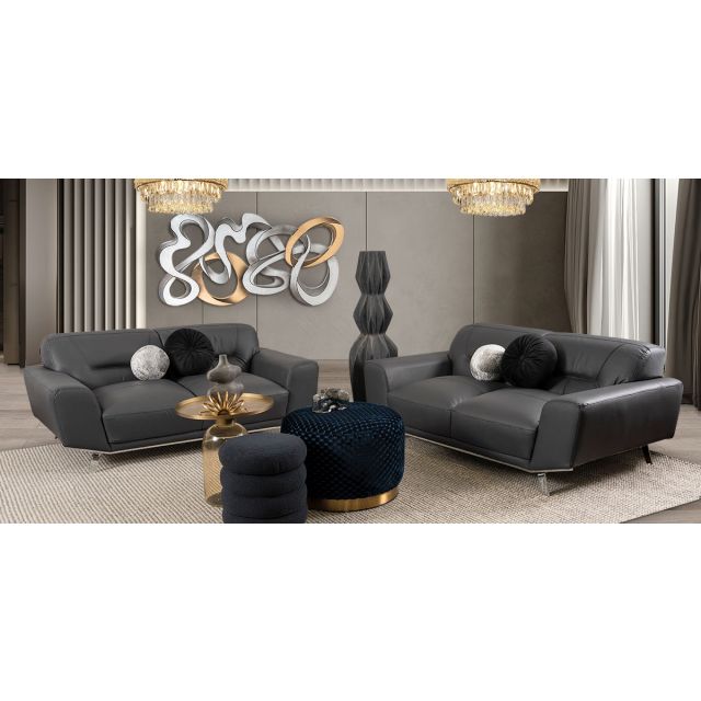 Sala Piel Ameno CL Gris (Boal) 2 Piezas