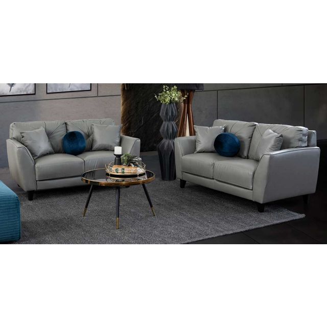 Sala Piel Match Paris Gris 2 Piezas