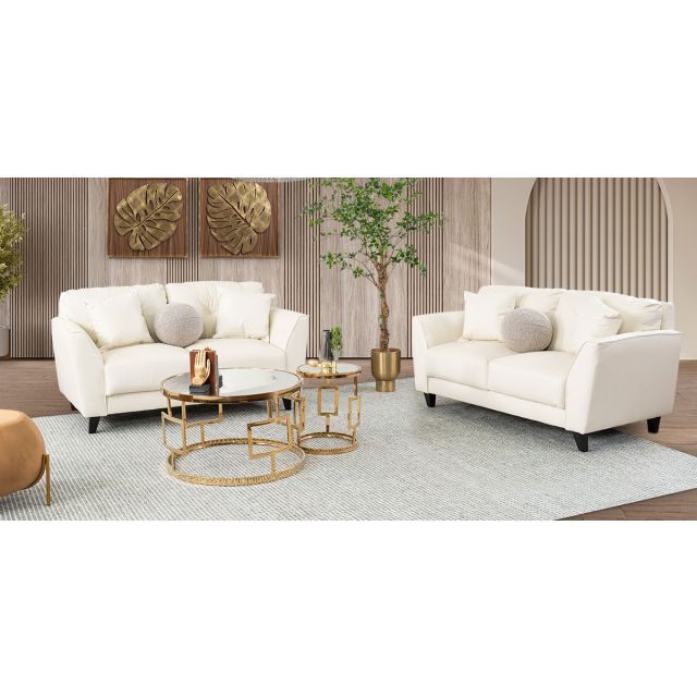 Sala Piel Match Paris Blanco Hueso 2 Piezas
