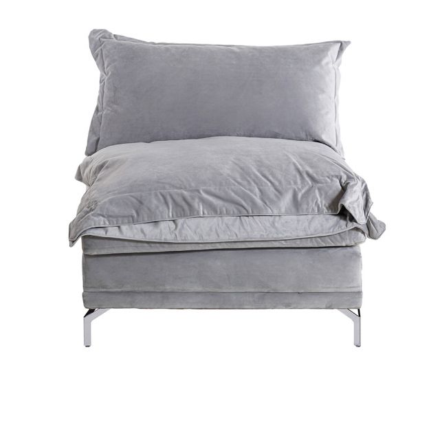 Sillón Central Siriana Terciopelo Gris Claro