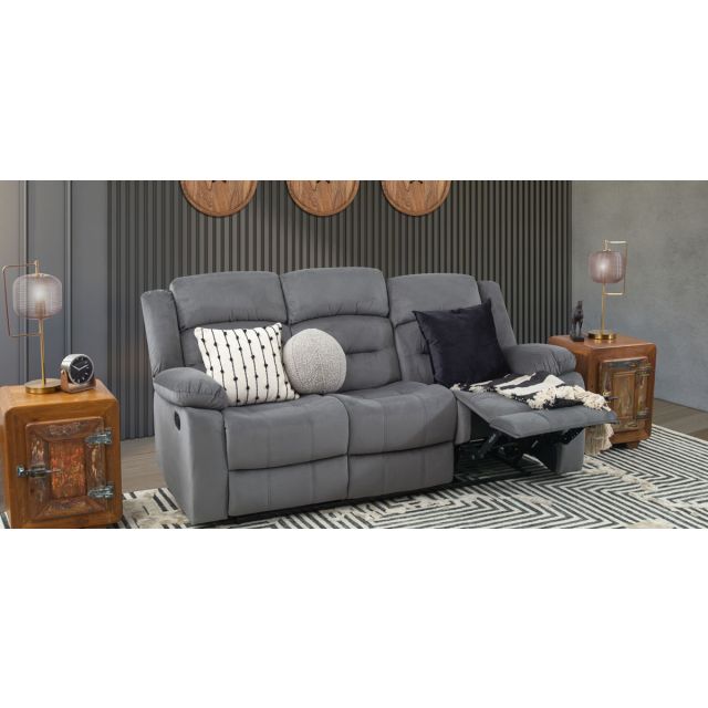 Sofá 3 Plazas Con 2 Reclinables Melbury Gris