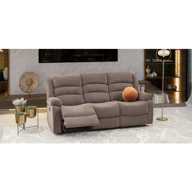 Sofá 3 Plazas Con 2 Reclinables Eléctricos Sedona Café