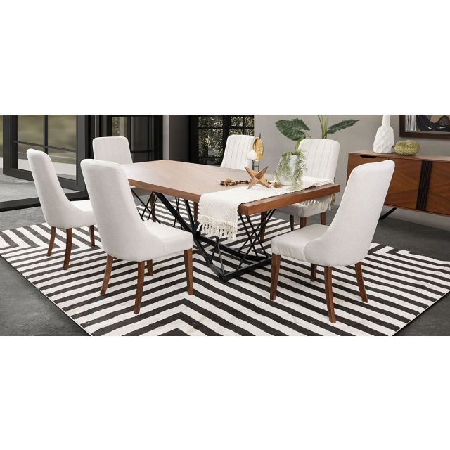 Comedor Rectangular 240 Cm Piastri Beige 7 Piezas