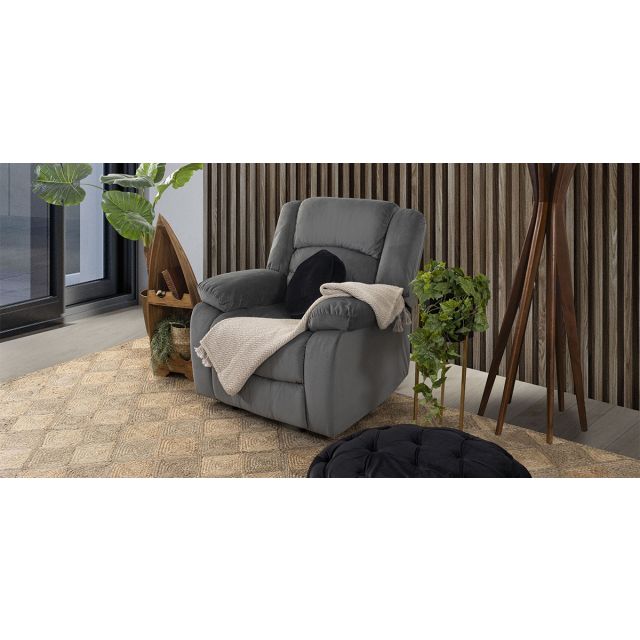 Sillón Con Reclinable Memphis Velvet Gris