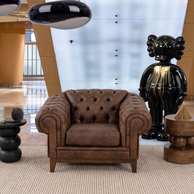 Sillón Bonded Leather Begonia Café