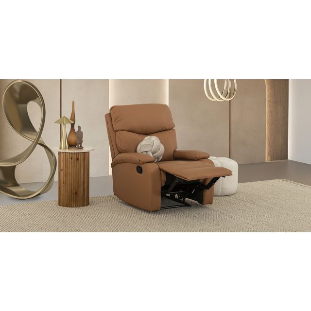 Sillón Piel Con Reclinable Corso Café