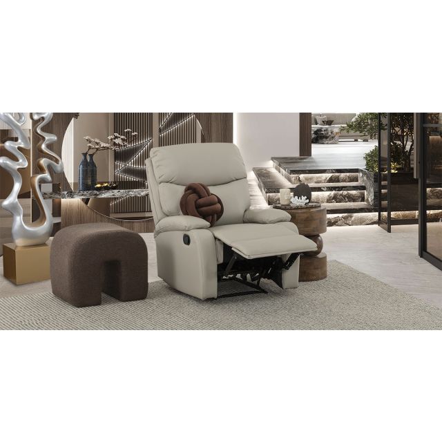 Sillón Piel Con Reclinable Corso Gris
