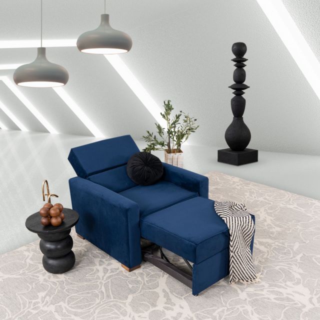 Sillón Con Reclinable Fontana Azul