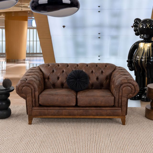 Sofá 2 Plazas Bonded Leather Begonia Café