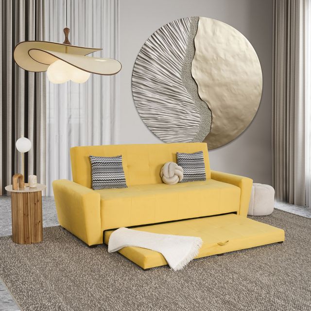 Sofá Cama Con Cama Baja Irlanda New Amarillo
