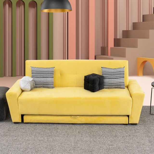 Sofá Cama Con Cama Baja Irlanda New Amarillo