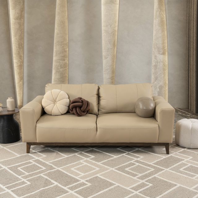 Sofá 3 Plazas Piel Littio Beige