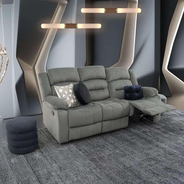 Sofá 3 Plazas Con 2 Reclinables Melbury Gris
