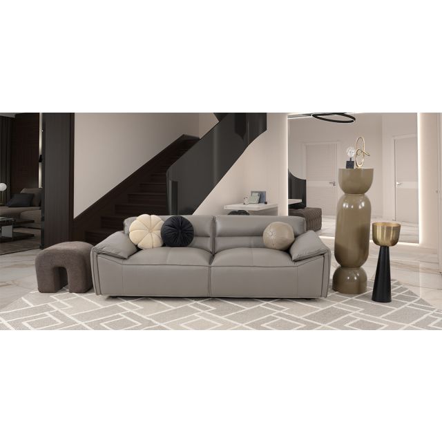 Sofá 3 Plazas Piel Wickens Gris Oscuro