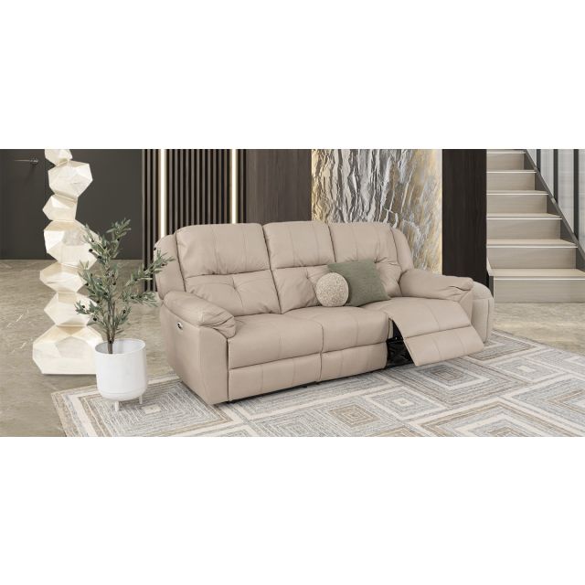 Sofá 3 Plazas Con Reclinables Eléctricos Prescot Air Beige