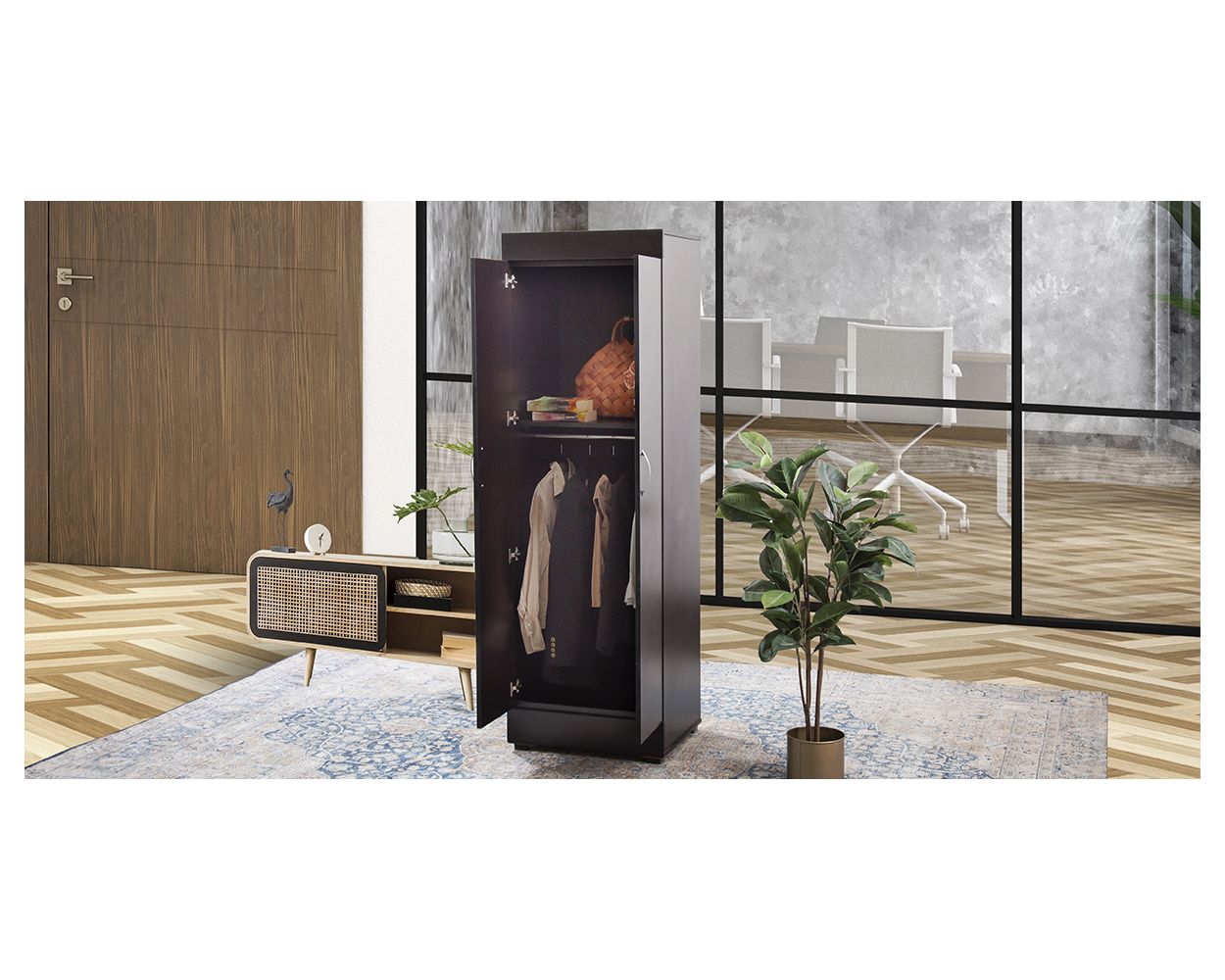 Closet Manhattan Doble Colgador De Ropa Cafe