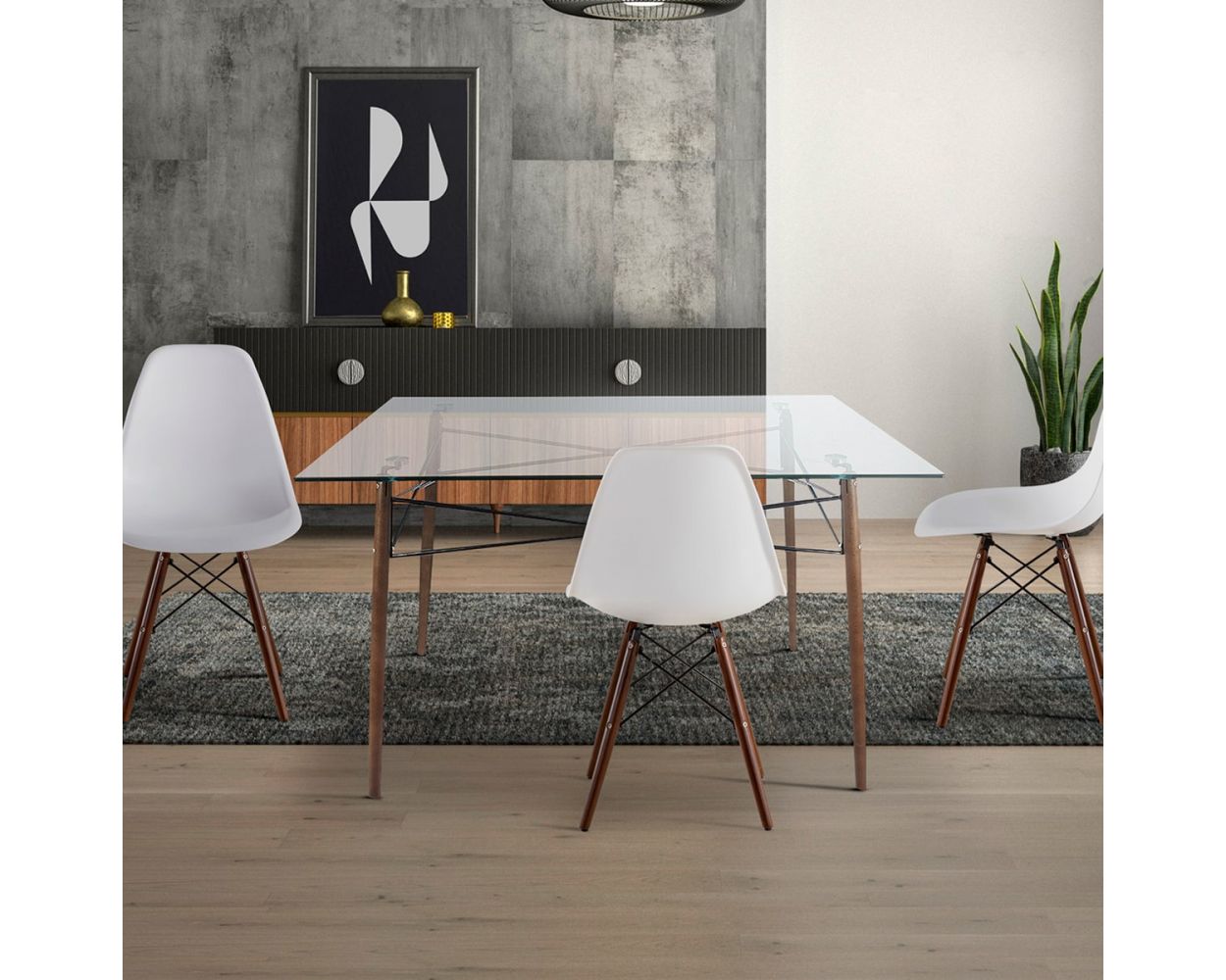 Mesa Comedor Rectangular Leiden 160 x 104 cm Café con Blanco
